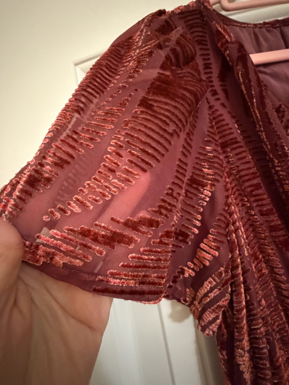 Anthropologie Somerset Jumpsuit Velvet Burnout Edition Sz Med Wide Leg Rust - Picture 10 of 16